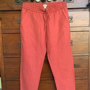 J.Crew Burnt Red Linen Joggers